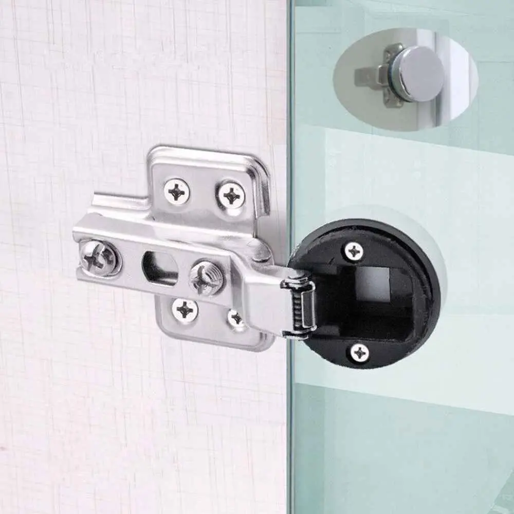 2PCS Interior Connector No Hole Furniture Supplies Cabinet Hinge Clip Glass Door Hinge Window Accessories