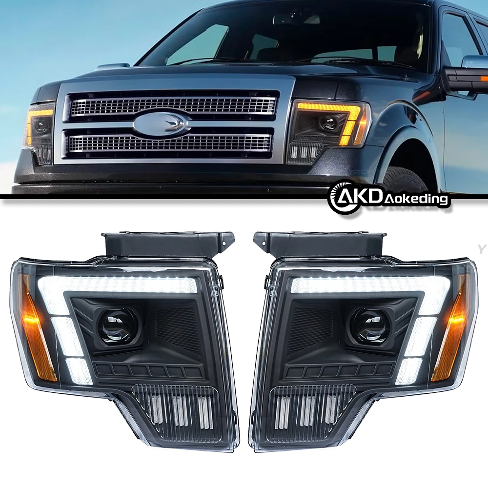 

Запчасти для светодиодных фар AKD для Ford F-150 Raptor 2008-2014, запасные передние фары, дневные фары DRL, проектор Facelift