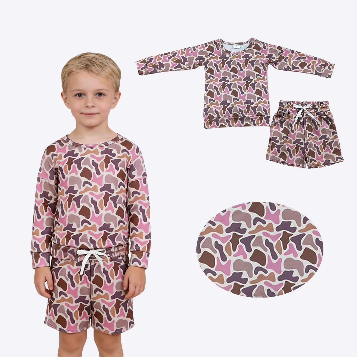 

Toddler Baby Girl Long Sleeve Southern Camo Top Kids Pockets Shorts Clothes Set Children Outfit 2Pcs Sets Clothing Wholesale