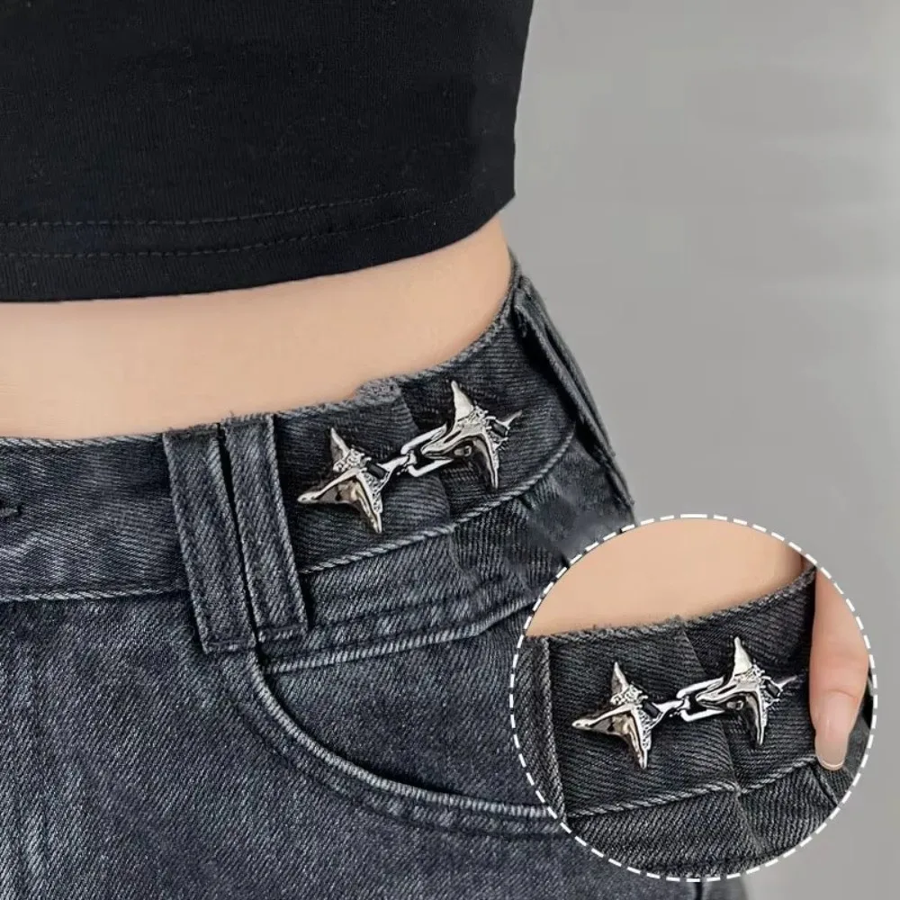 New Four Pointed Star Jeans Buttons Adjustable Fixed Waist Buckle Waist Tightening Tool Brooches Scarf Fastening