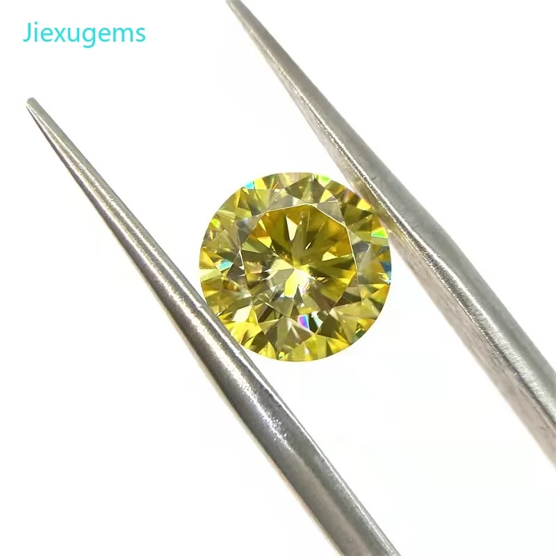 

Real Round Golden Yellow Color VVS1 Moissanite Loose Stones With GRA Pass Tester for Diy