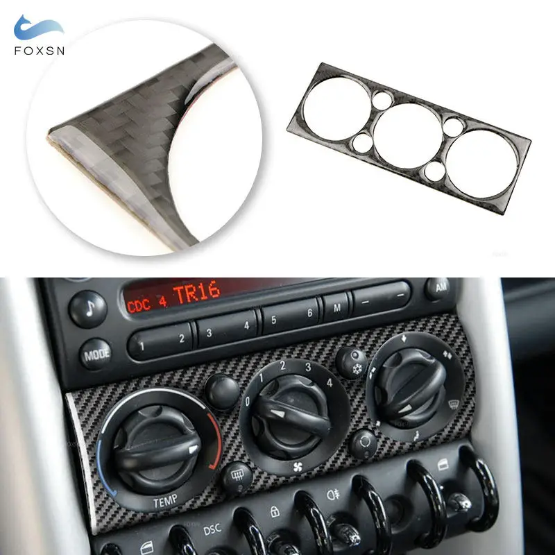 

Car AC Air Conditioner Center Panel Trim Sticker For BMW Mini Cooper Hatch One R50 R53 2002 2003 2004 Soft Carbon Fiber Interior