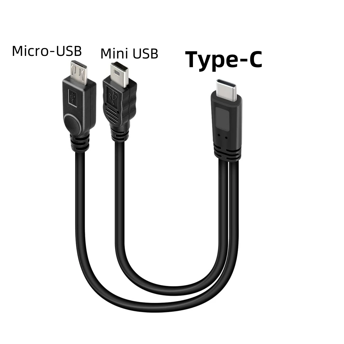 

0.3M Short USB C Y Splitter for Charging Only Cable 5V/3A 2-in-1 Type C to Mini Micro Charge Cord for Phones Tablets and More