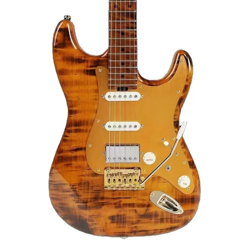 Electric Guitar 22 Frets Alder Body Vintage Color Neck Small Double Tremolo System D-19SSH Pickup