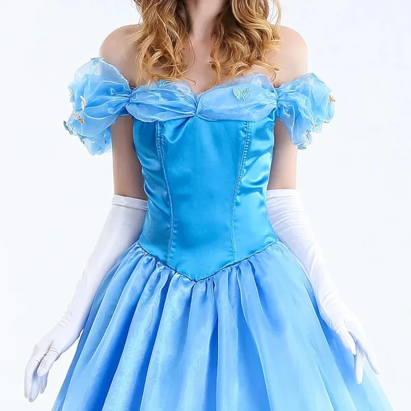Gaun Panjang Istana Dongeng Seksi Dewasa Putri Cinderella Klasik Wanita Anak Perempuan Kostum Cosplay Pertunjukan Pesta Fantasia