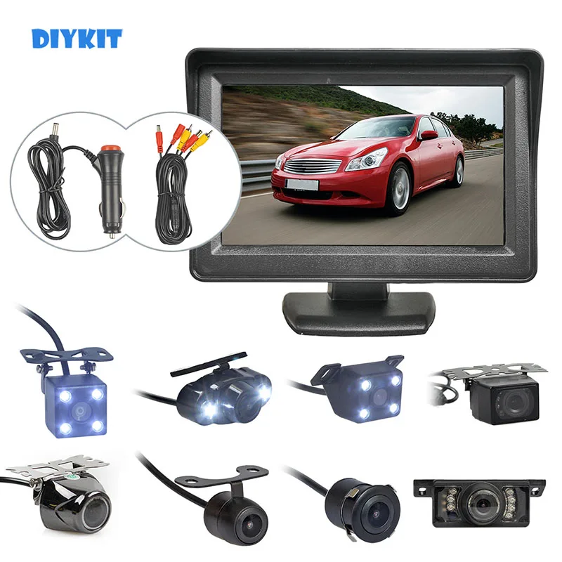 

DIYKIT 4.3inch Car Rear View Monitor Auto Parking System Night Vision Backup Reverse Camera Car Rear View Camera