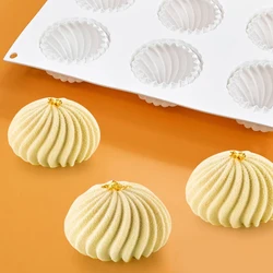 6-Cell Chinese Traditional Flour Food Vortex Texture Steamed Stuffed Bun Shape Mousse Dessert Mould Silicone Cake Mold Soap Mold