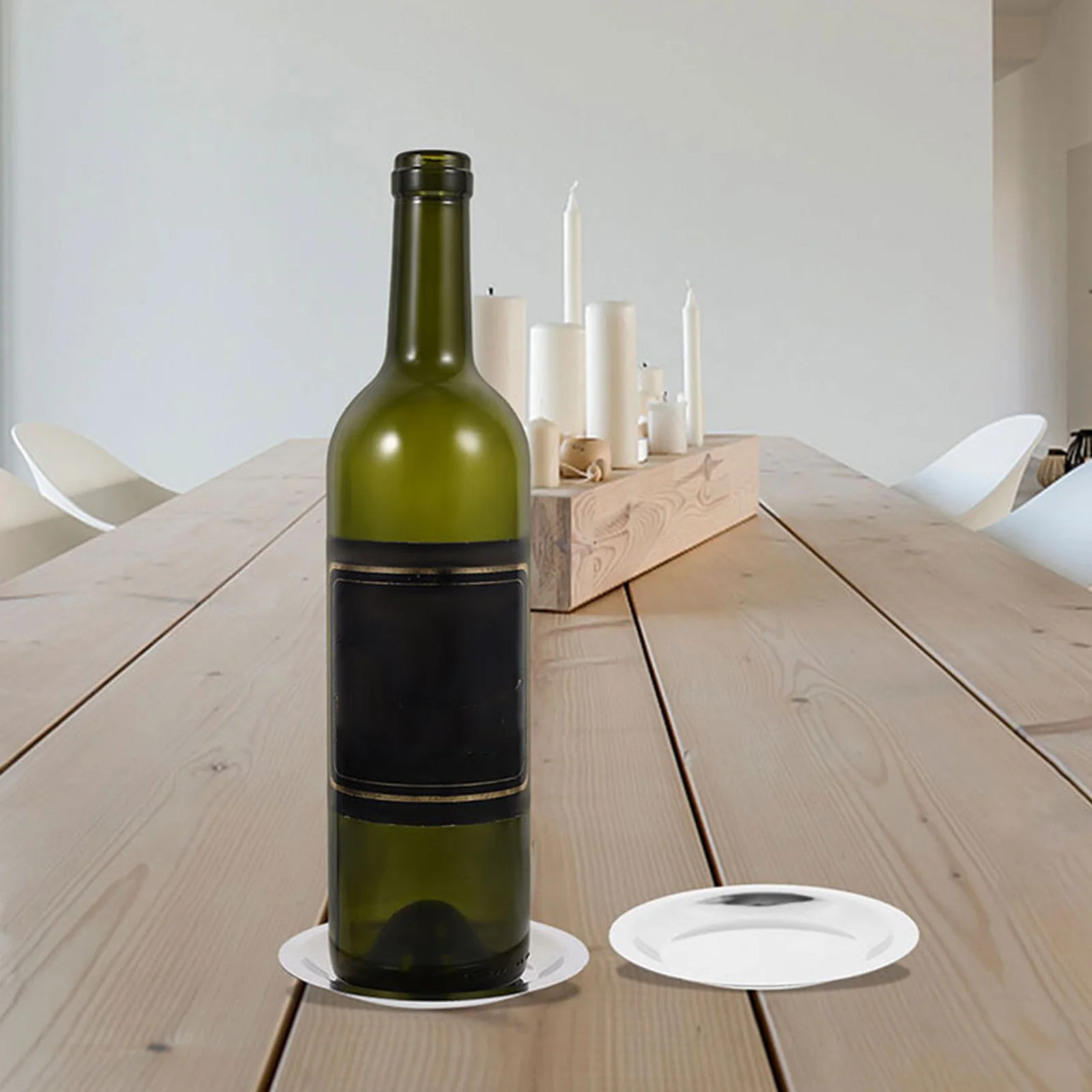 

5pcs Stainless Steel Wine Coasters Reusable Heat Resistant Non-Slip Bottle Pads Table Mats For Home Coffee Shop Hotel