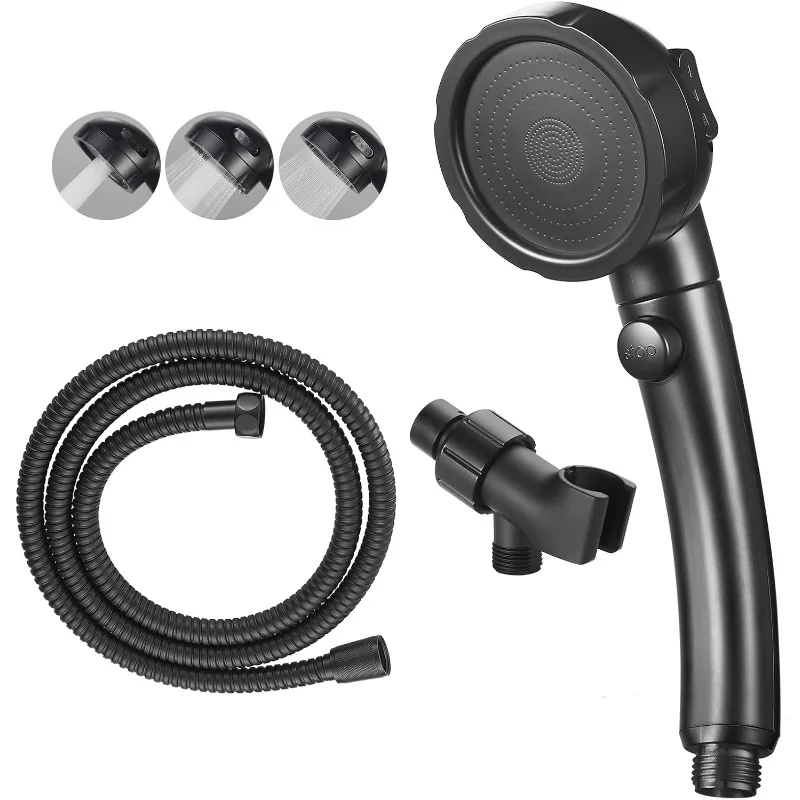 High Pressure Handheld Shower Head with ON/OFF Pause Switch, 3 Spray Modes Wand Shut Off Button, Removable Camper Hose