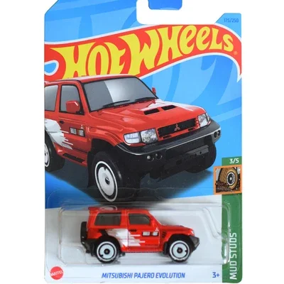 Original Hot Wheels 2023 Batch J Small Sports Alloy Car 1/64 Red MITSUBISHI PAJERO EVOLUTION Diecast Toys for Children N0.157