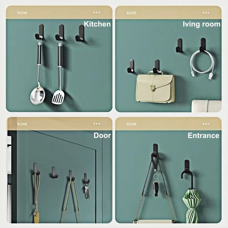 6/12/18pcs J-Type Plastic Wall Organizer Hooks Multi-Purpose Key Hanger for Behind Door Bathroom Kitchen Home Essentials