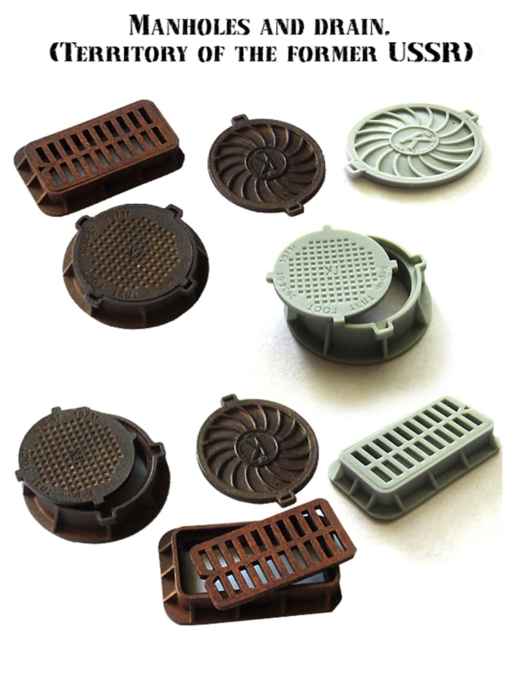 New Unassembled 1/35  MANHOLES AND DRAIN  Figures  Resin Kit DIY Toys Unpainted kits