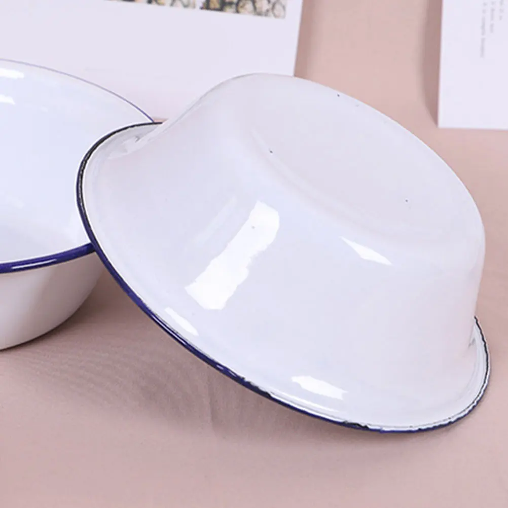 

Round Enamel Pie Dish Deep Capacity for Large Pies and Roasting - Classic Vintage Design Baking Pan for Kitchen Use