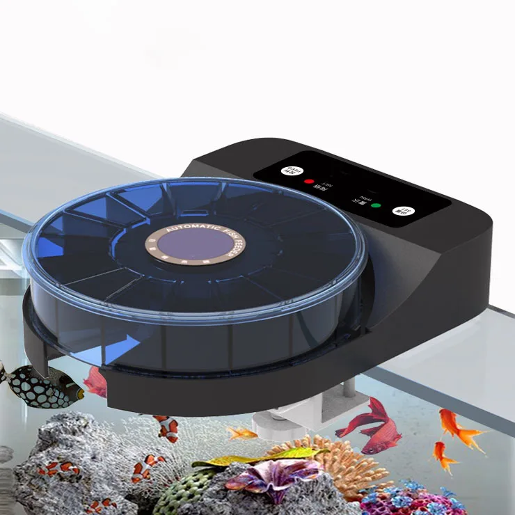 

Best Selling Rechargeable Fish Feeder Smart Automatic Small Size Aquarium Equipment On Sale Plastic Fish Feeder Farming