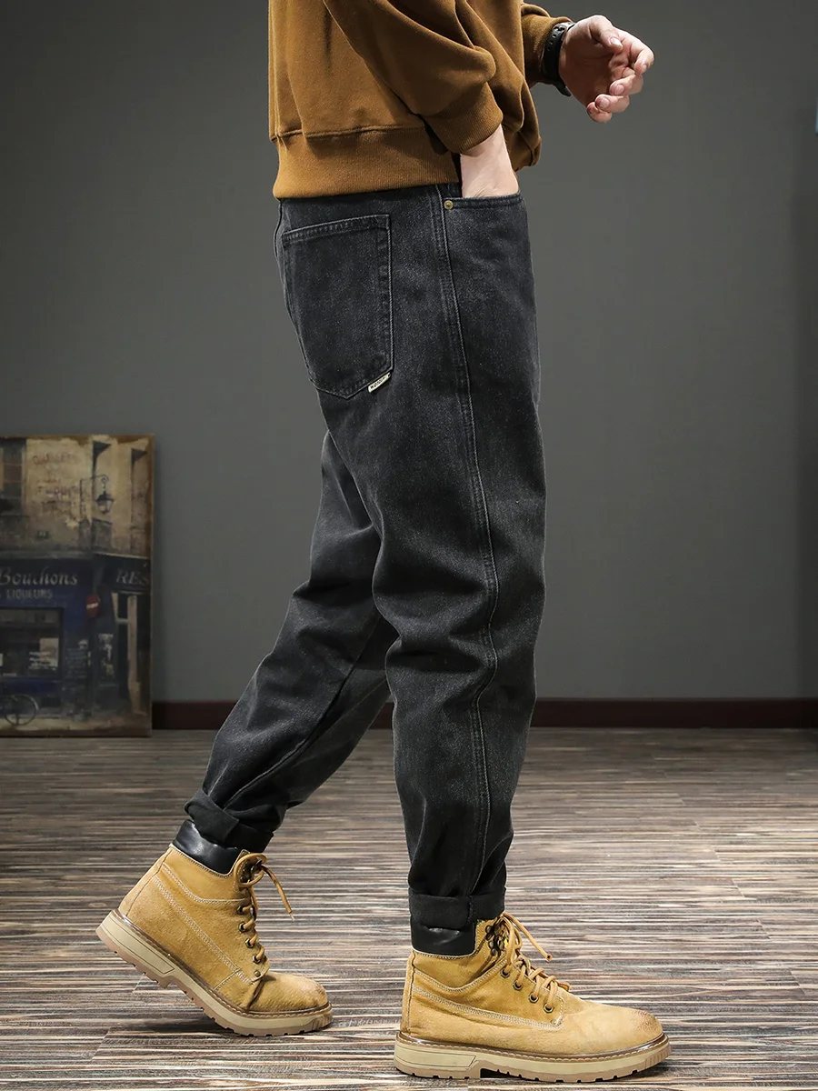 

Американские винтажные джинсы Bla, мужские узкие джинсовые брюки с прямой талией, модные свободные длинные брюки Harlan большого размера