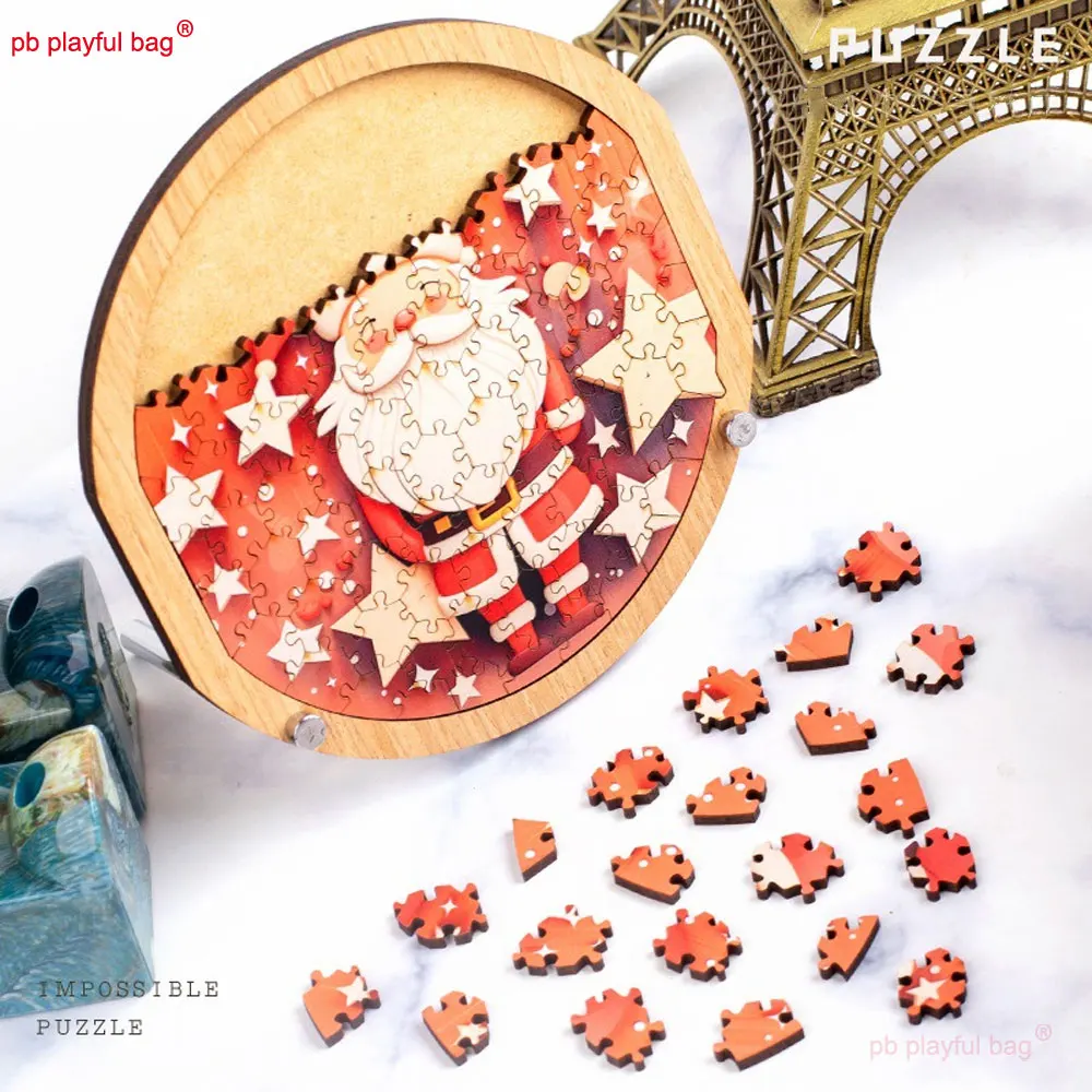Christmas Puzzle Series Fun Wooden Puzzle Toy Santa Claus Jigsaw Puzzle High Difficulty Cartoon Kids Christmas Gift UG389
