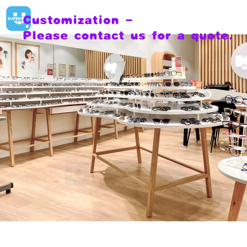 custom.Hot Multi Tiered Eyewear Boutique Shop Interior Design Custom Wooden Sunglasses Display Rack Optical Shop Display Furnitu