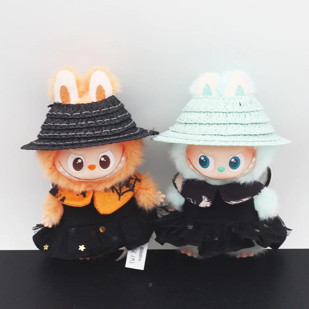 

10cm Mini Labubu 4.0 Doll Hat 4th-Gen Labubu Summer Sunshade Straw Hat for Mini Labubu