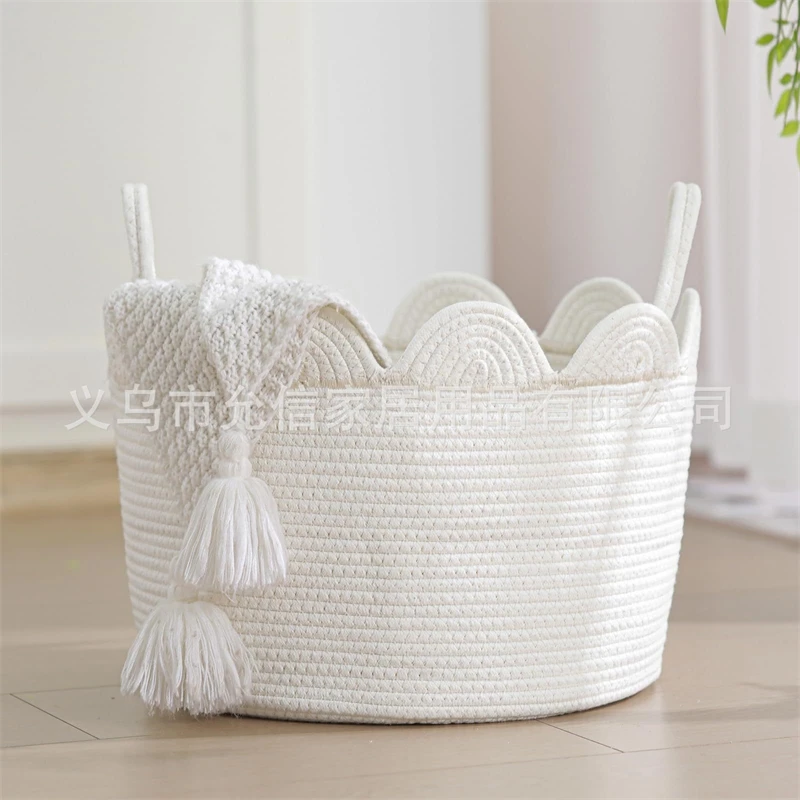 Cotton Rope Storage Basket Woven Organizer For Diapers Toys And Laundry With Handles For Nursery Toddlers Kids Baby Shower Gift