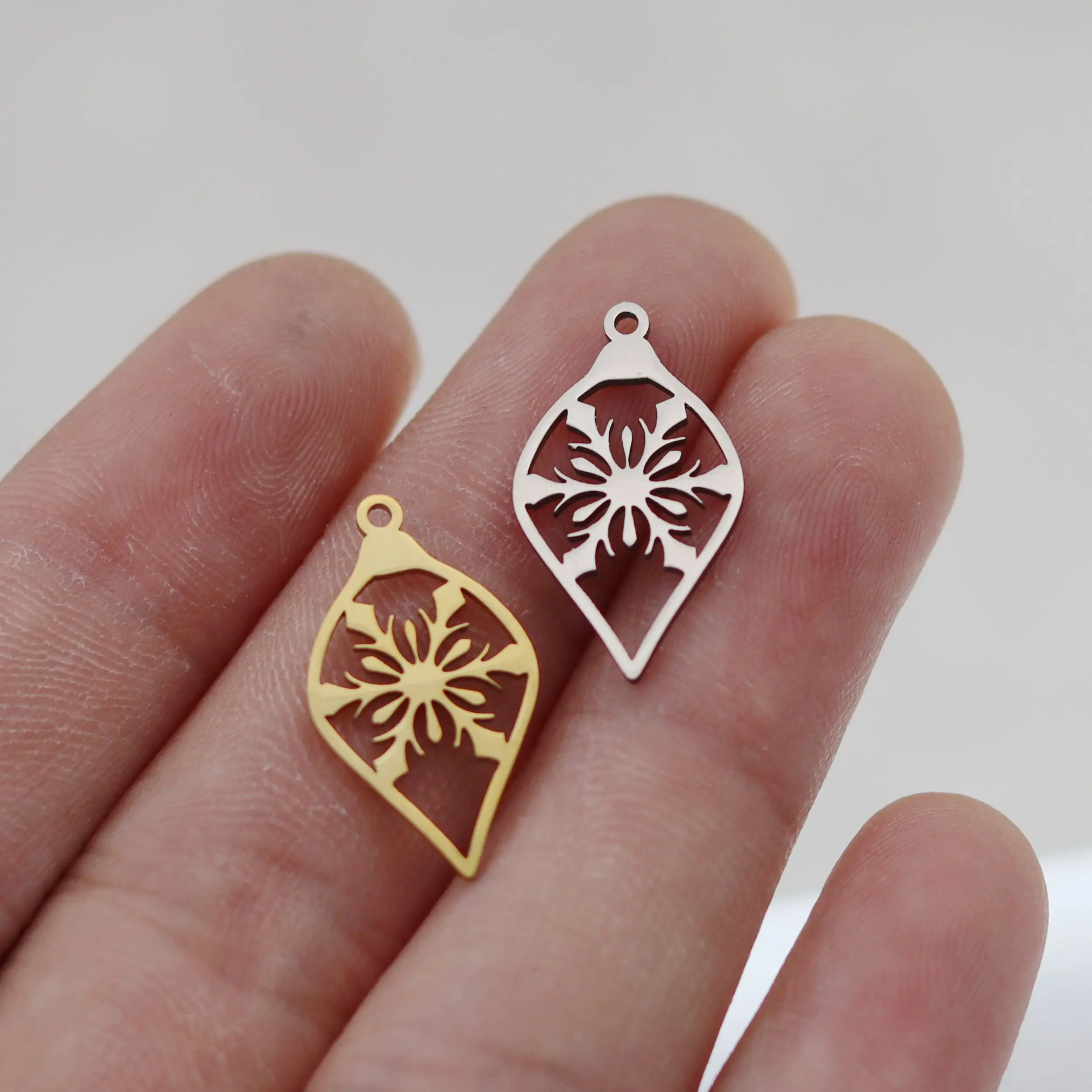 3pcs DIY Amulets Snowflake Bell Charms Bat Cross Coffin Stainless Steel Jewelry Making Earrings Necklace Deer Magic Ball Pendant