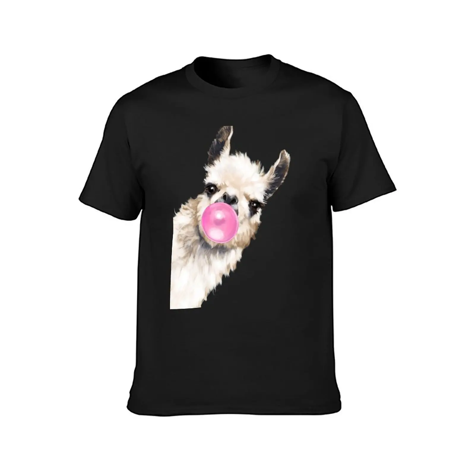 Bubble Gum Sneaky Llama in Blue T-Shirt summer clothes shirts graphic tees oversizeds slim fit t shirts for men