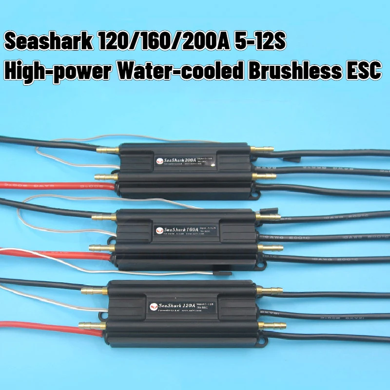 SeaShark 120A/160A bezszczotkowy chłodzony wodą ESC wodoodporny 5s-12s wysokiego napięcia ESC No BEC dla zdalnie sterowana łódka RC steru