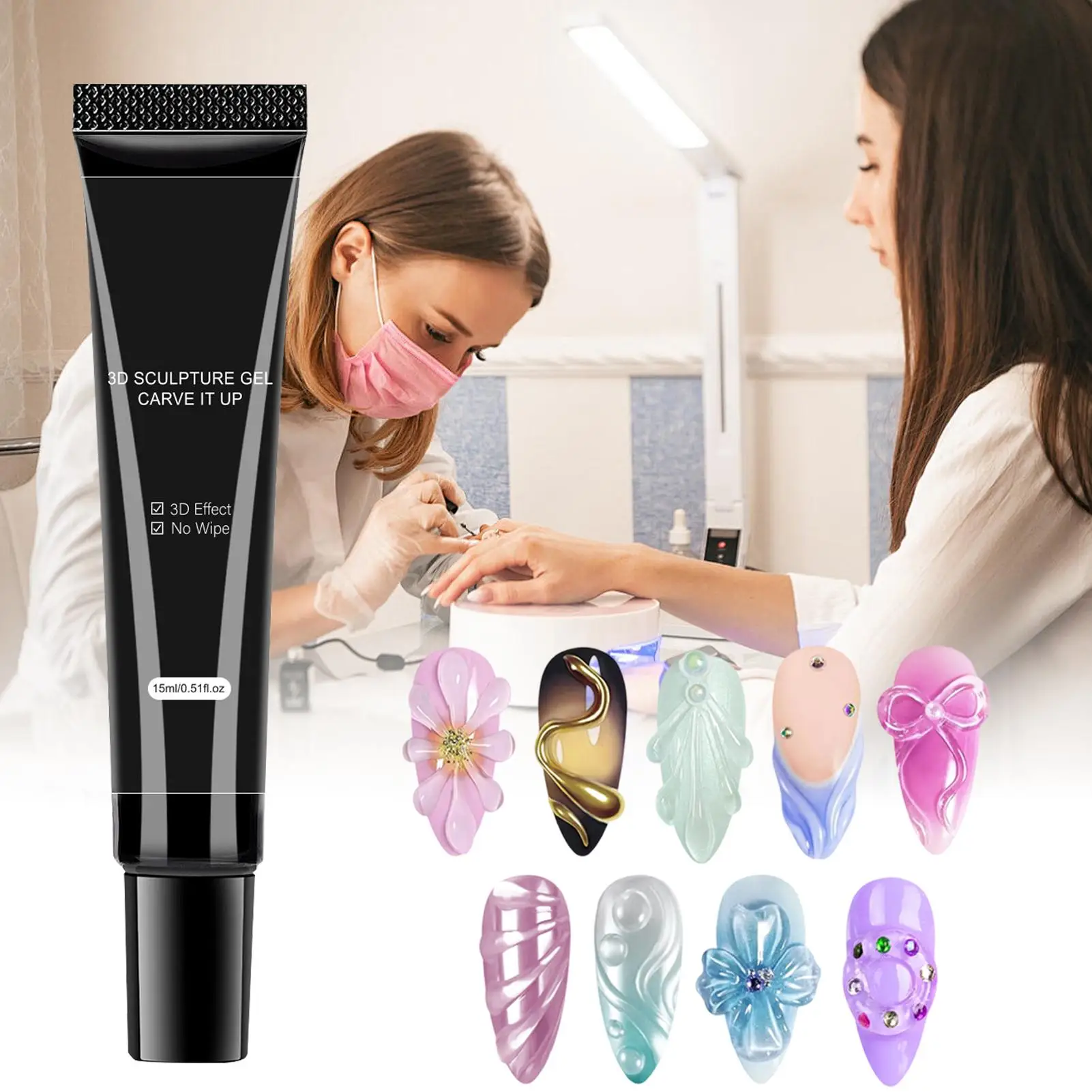 15ml Clear Non-Stick Hand Nail Molding Glue 3D Modeling Rhinestone Glue Soak Off Nail Artss Gel Kit For Daily, Formal, Wedding