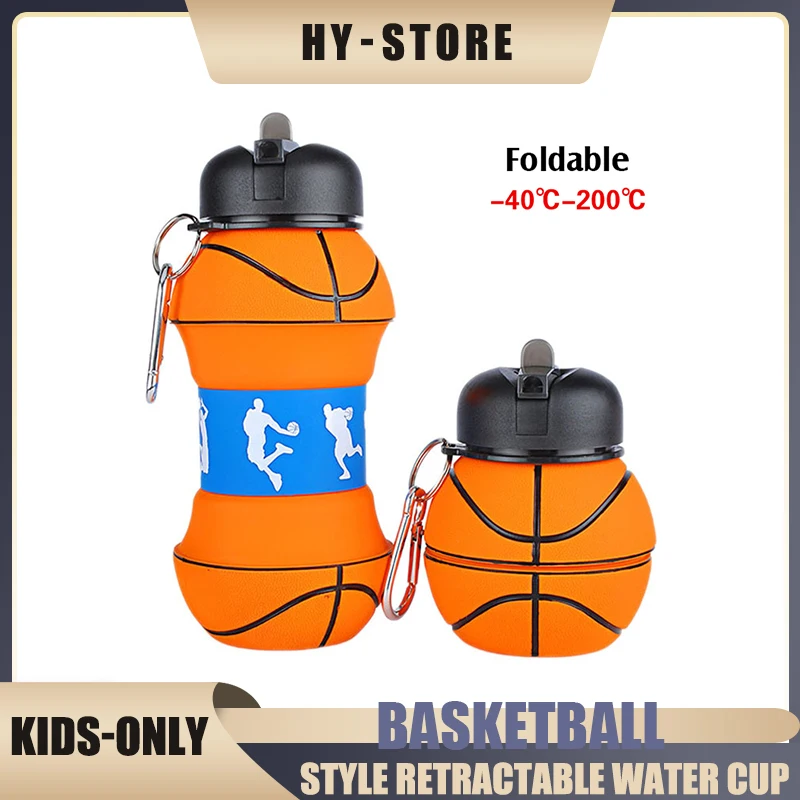 

Basketball-style Retractable Water Cup, Outdoor Sports Bottle, Household Silicone Collapsible Cup, Portable, Shatterproof & Leak
