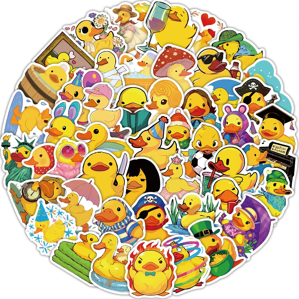 50PCS Cute Yellow Duck Creative Graffiti Stickers Scrapbooking Collage Material Phone Cases Notebook Skateboarding Stickers