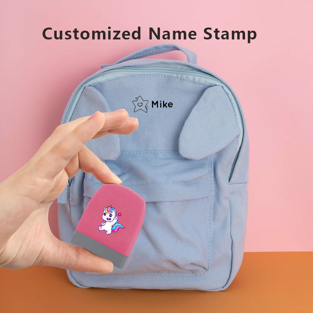 1 pc colourful unicorn Customizable Name Stamp Personalized Name Seal ldentify Your Belongings with Customized Labels ldeal for
