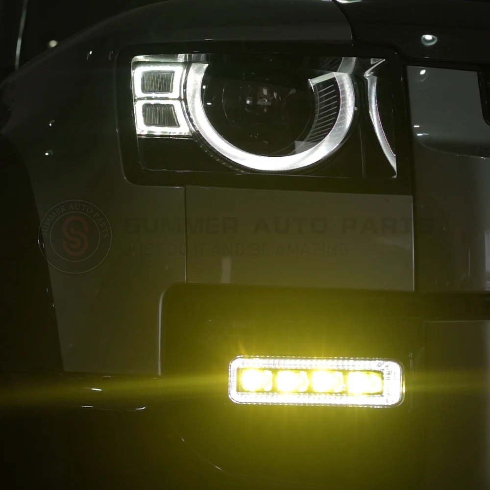 Car Accessories Led Headlight 4Lens Front Lamp Fog Lights With Frame For Land Rovers Defender 90 110 130