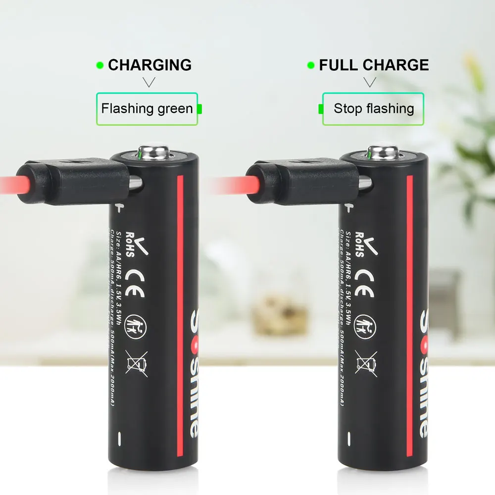 CityTree 1.5V 3500mWh AA Rechargeable Battery USB Type-C Rechargeable AA Li-ion Battery for Remote Control Electric Toys Mouse