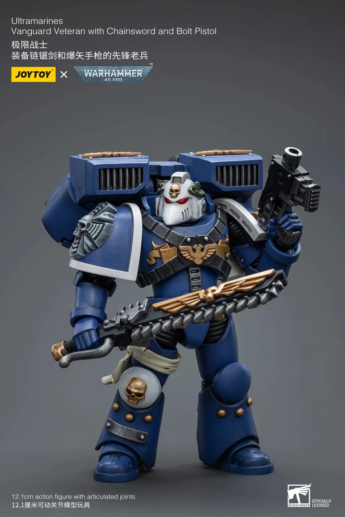 【Accessories】JOYTOY Warhammer 40K 1/18 Action Figure Ultramarines Vanguard Veteran with Chainsword and Bolt Pistol Model Toy