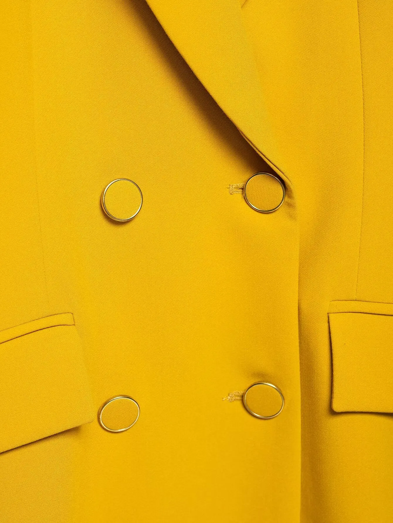 ジェニー & デイブ ミニマリスト レトロ ルーズ カジュアル スーツ イエロー ダブルブレスト ブレザー レディース ジャケット 女性服 トップス ブレザー 女性