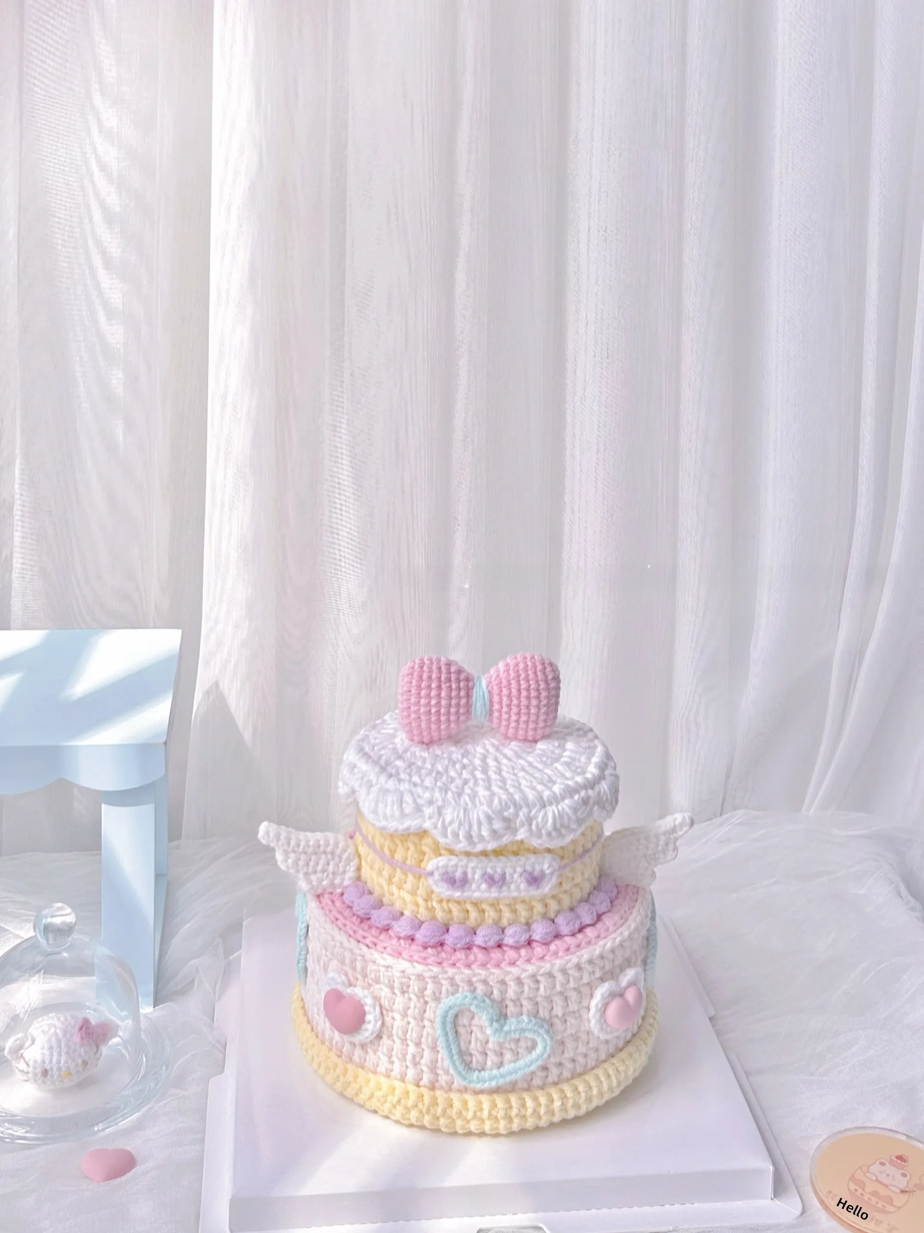 

Handmade Love Double Layer Cake Storage Box Material Kit Yarn Crochet DIY Gift 6 Inch Two Layer Storage Box for Clothes Acces...
