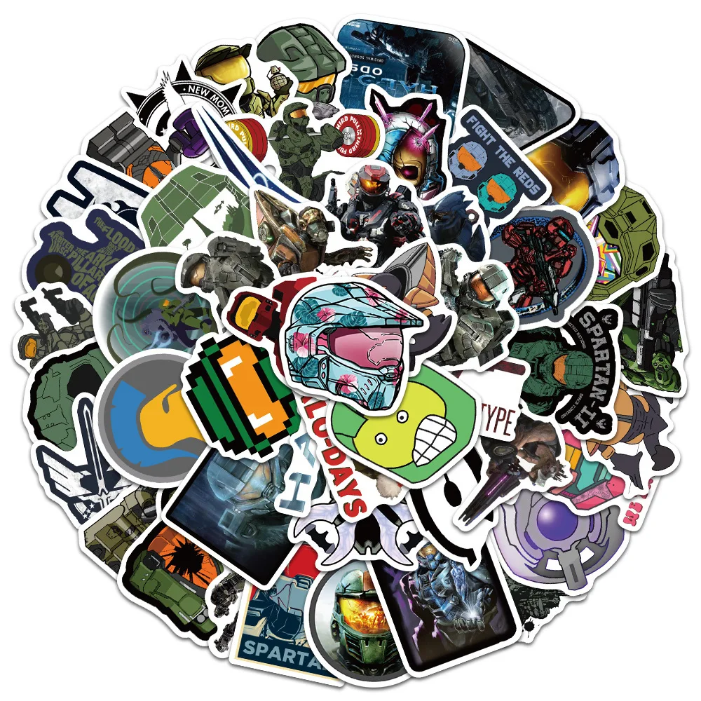 50Pcs Halo Stickers DIY Stickers Scrapbooking Phone Luggage Skateboard Decorative Waterproof Graffiti Decals