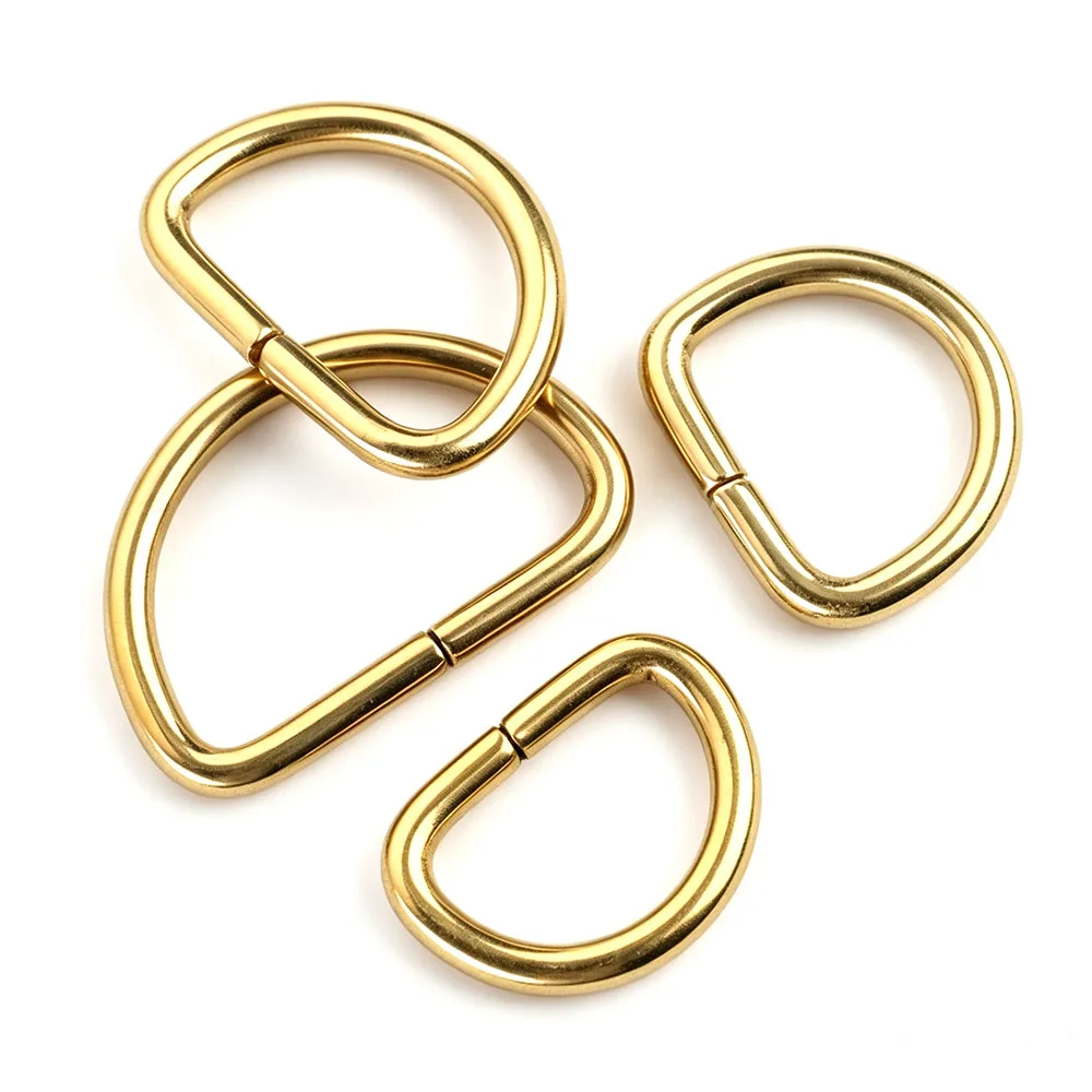 Solid Brass D‑Rings, Half‑Round Rings, Hand‑Stitched Leather Craft & Leather Carving Hardware, Handbag Metal Fittings, Strap Con