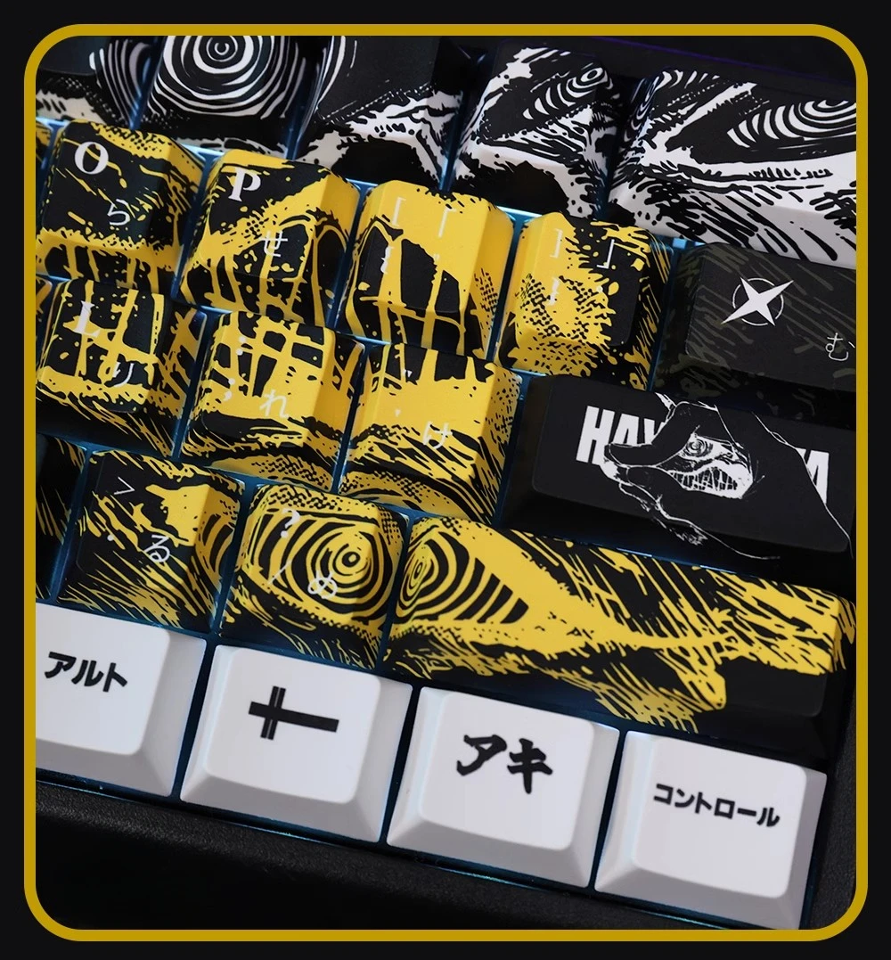 Hayakawa Anime Keycaps Set PBT Sublimation Keyboard Caps Customized Cherry Profile Keycaps for Mechanical Keyboard Accessories