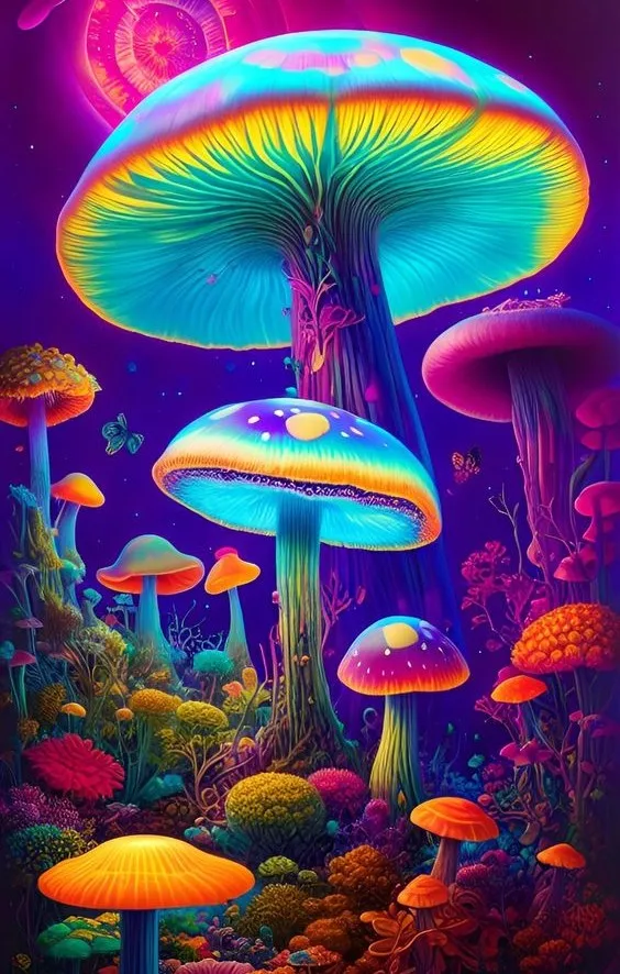 JMINE Div 5D Mushroom colorful neon Full Diamond Painting cross stitch kits art plant 3D paint by diamonds