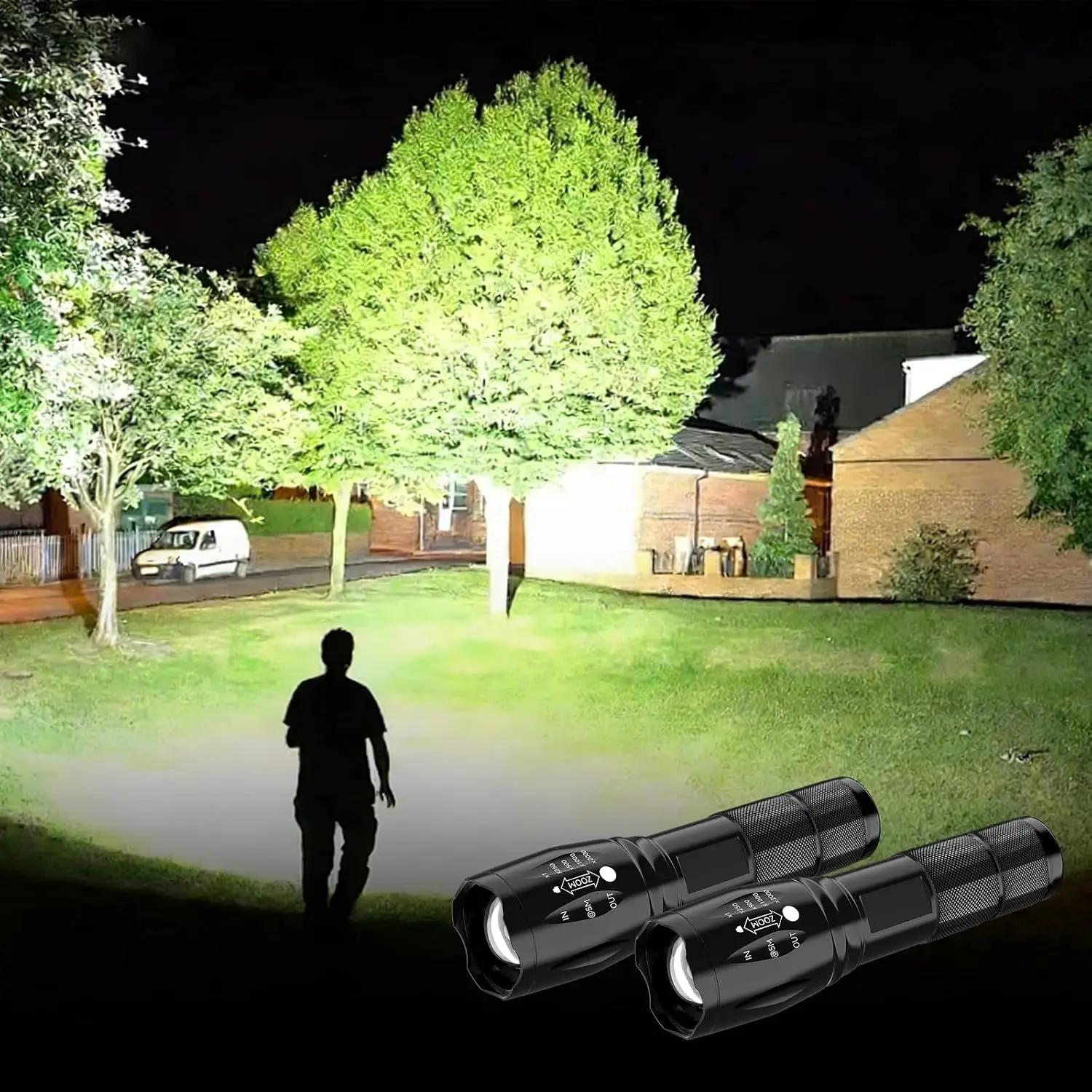 2 Pack LED Flashlight Powerful High Lumens Small Flashlights Zoomable Mini Tactical Flash Light for Home Emergencies Camping