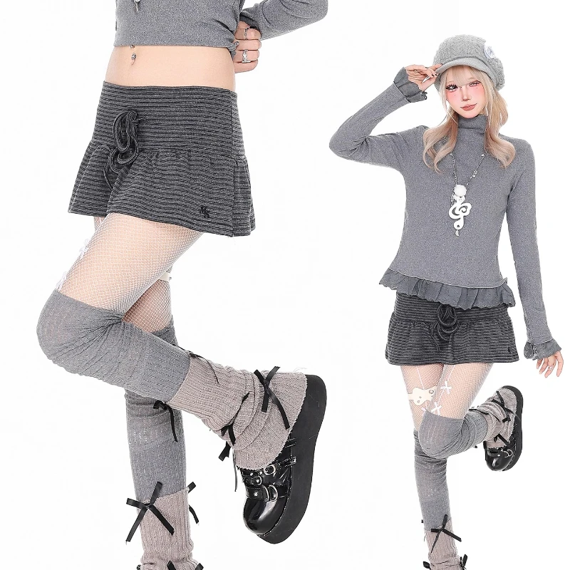 빈티지 디자인 핫 걸 스타일 스트라이프 여성 스커트 2025 가을 신상 슬림핏 다용도 심플 캐주얼 A라인 숏 스커트 여성용