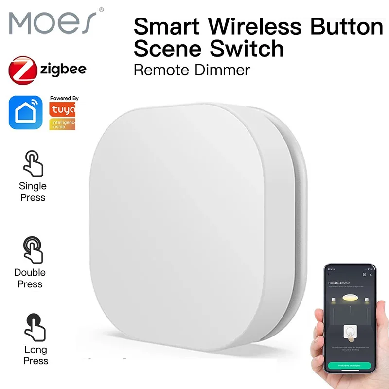 

New Moes Tuya ZigBee Smart Button Switch Wireless Remote Control Multi-scene Linkage Switch Battery Powered Automation Scenario