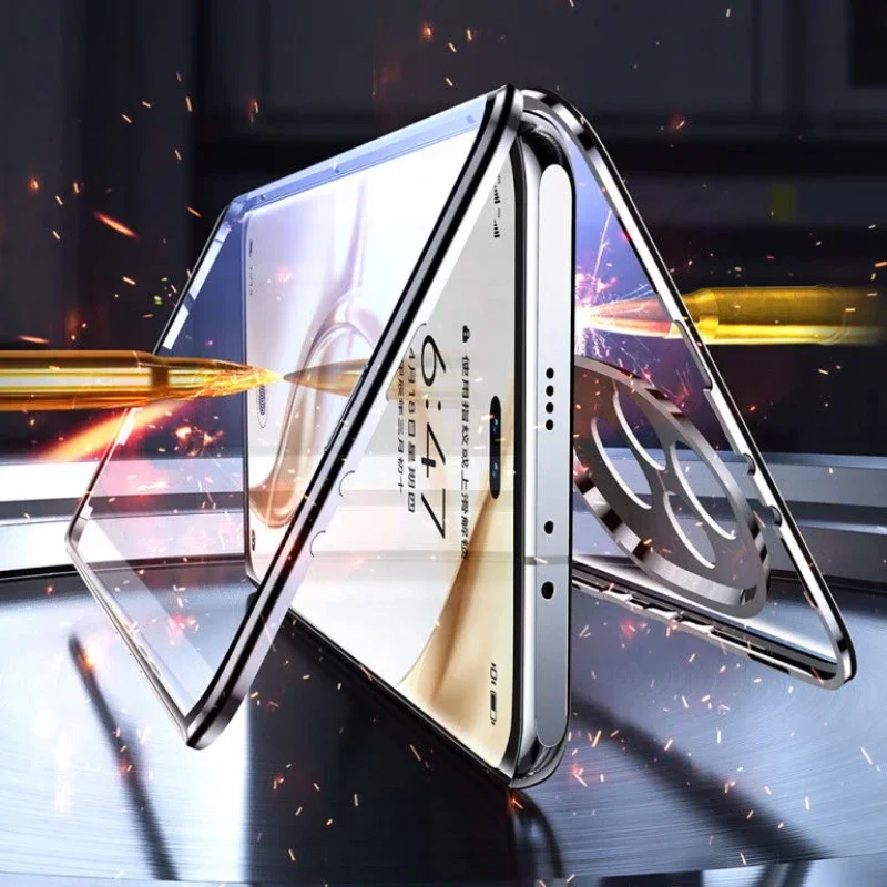 حافظة معدنية مغناطيسية لـ Honor our Pro ، ° ، مزدوجة الوجهين ، حماية من الزجاج ، غطاء واقي لعدسة الكاميرا