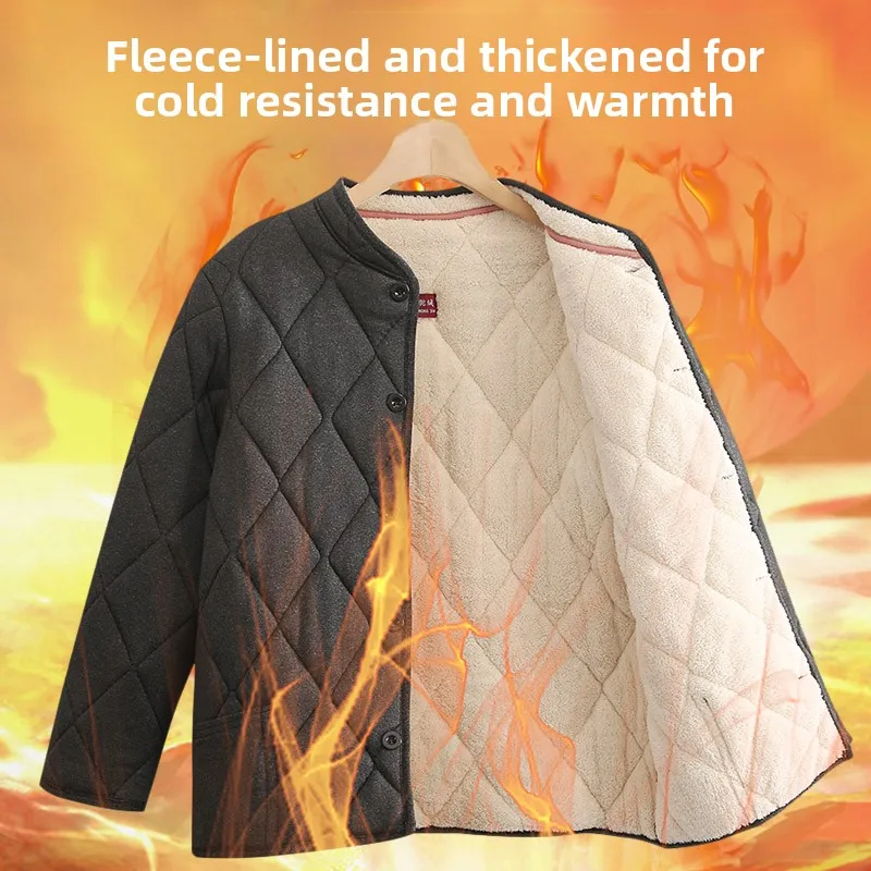 

Thiened Lamb Velvet Diamond Pattern Cotton Jaet Men's Winter Warmth Clothing Stand Fit Polyester Fiber TUCANO