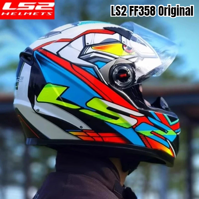 

LS2 Original Full Face Motorcycle Helmet Capacete LS2 FF358 Men Women Motocross Racing Helmets Lens Anti-fog Casco Moto Scooter