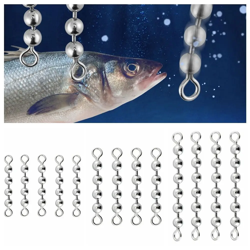 5pcs Bead Fishing Bead Chain Swivel Eight-figure Ring Stainless Steel Fishing Rolling Bead Chain Connector Corrosion-resistant