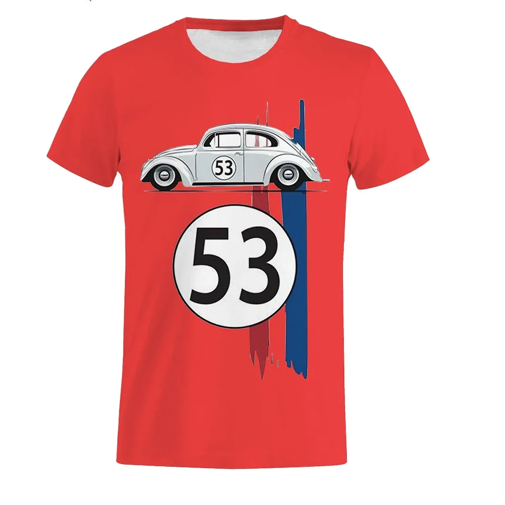 Men\'s Short Sleeved T-shirt, Beetle 53 3D Printed Shirt, Herbie Rally Racing