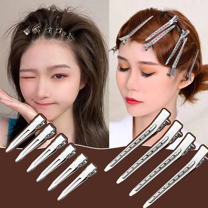 5Pcs Metal Duckbill Clip Crocodile Curly Hairpin Barrettes Hairstyle Holder Fluffy Hair Root Salon Haircut Headwear 2 Sizes