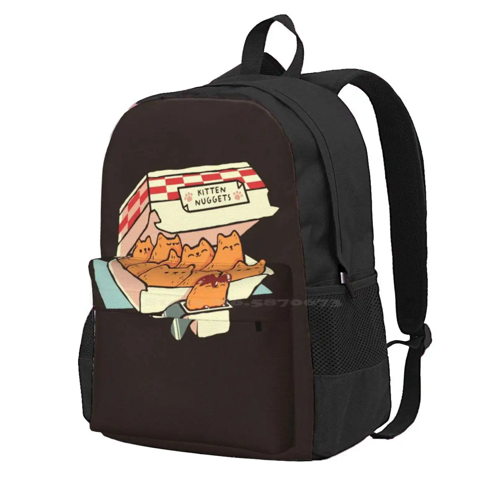 Kitten Nuggets Fast Food Cat By Tobe Fonseca Hot Sale Schoolbag Backpack Fashion Bags Kitten Fast Food Kitty Pets Animals Humor