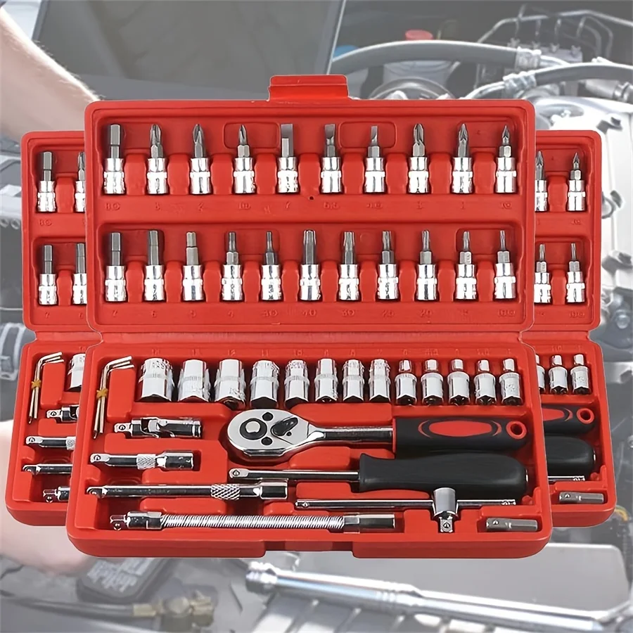 

46pcs Emergency Repair Toolkits for Vehicles, for Fixing Cars,Bicycles,Along with a Versatile Manual Tool Set Including Wrenches